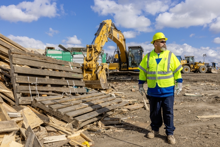 Landfill operator is monitoring the construction and demolition center.