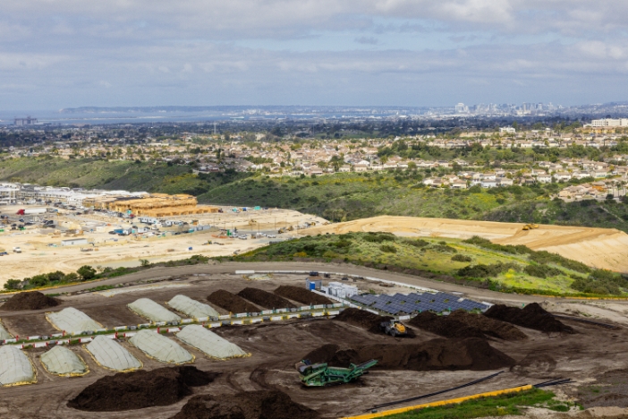 An aerial view of the composting facility in action.